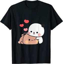 Kawaii Panda Bear Hug Bubu Dudu Valentines Days Funny Gift Unisex T-Shirt (Black,L) von Berentoya