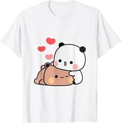 Kawaii Panda Bear Hug Bubu Dudu Valentines Days Funny Gift Unisex T-Shirt (White,3XL) von Berentoya