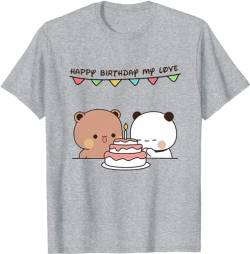 Kawaii Panda Bear Hug Bubu and Dudu Happy Birthday My Love Valentines Days Funny Gift Unisex T-Shirt (Grey,2XL) von Berentoya