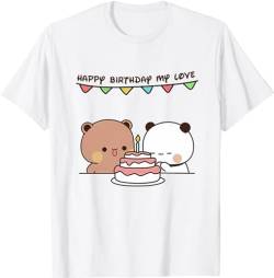 Kawaii Panda Bear Hug Bubu and Dudu Happy Birthday My Love Valentines Days Funny Gift Unisex T-Shirt (White,2XL) von Berentoya