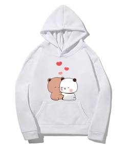 Kawaii Panda Bear Hug Bubu and Dudu Hug Valentines Days Funny Gift Unisex Pullover Hoodie (White,M) von Berentoya
