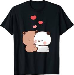 Kawaii Panda Bear Hug Bubu and Dudu Hug Valentines Days Funny Gift Unisex T-Shirt (Black,L) von Berentoya