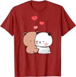 Kawaii Panda Bear Hug Bubu and Dudu Hug Valentines Days Funny Gift Unisex T-Shirt (Red,XS) von Berentoya
