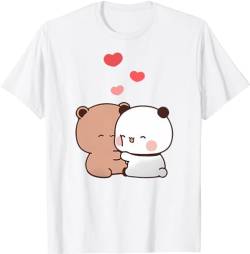 Kawaii Panda Bear Hug Bubu and Dudu Hug Valentines Days Funny Gift Unisex T-Shirt (White,M) von Berentoya