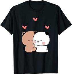 Kawaii Panda Bear Hug Bubu and Dudu Kissing Valentines Days Funny Gift Unisex T-Shirt (Black,2XL) von Berentoya