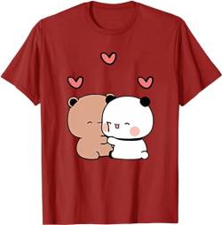 Kawaii Panda Bear Hug Bubu and Dudu Kissing Valentines Days Funny Gift Unisex T-Shirt (Red,M) von Berentoya