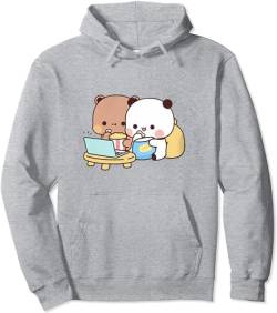 Kawaii Panda Bear Hug Bubu and Dudu Love is Being Cinema Pogether Valentines Days Funny Gift Unisex Pullover Hoodie (Grey,M) von Berentoya