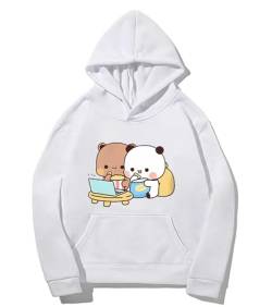 Kawaii Panda Bear Hug Bubu and Dudu Love is Being Cinema Pogether Valentines Days Funny Gift Unisex Pullover Hoodie (White,S) von Berentoya