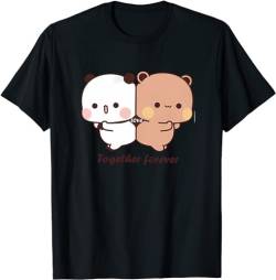 Kawaii Panda Bear Hug Bubu and Dudu Together Forever Valentines Days Funny Gift Unisex T-Shirt (Black,L) von Berentoya