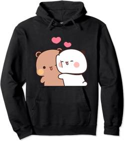 Kawaii Panda Bear Hug Bubu and Dudu Valentines Days Funny Gift Unisex Pullover Hoodie (Black,M) von Berentoya