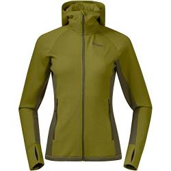 Bergans Cecilie Wool Hood Jacket Grün - Merino Vielseitige komfortable Damen Kapuzenjacke, Größe L - Farbe Trail Green - von Bergans