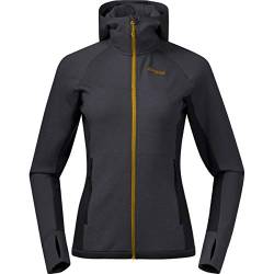 Bergans Cecilie Wool Hood Jacket - Solid Charcoal/Black/Light Golden Yellow - S von Bergans