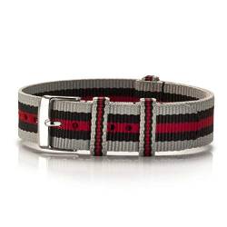 Bergmann NATO Armband Textil Chinza Preto grau-schwarz-rot Silber von Bergmann