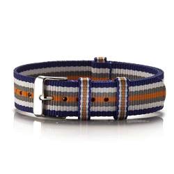 Bergmann NATO Armband Textil Colorido blau-weiß-grau-orange Silber von Bergmann