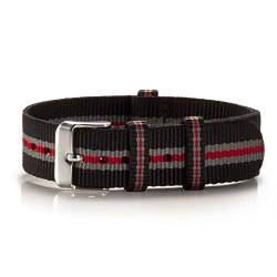 Bergmann NATO Armband Textil Pretored schwarz-grau-rot Silber von Bergmann