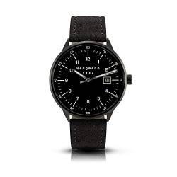 Bergmann Uhr 1956 Schwarz schwarzes Wildlederarmband von Bergmann