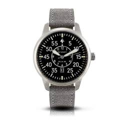 Bergmann-Uhr Pilot 02 graues Wildlederarmband von Bergmann