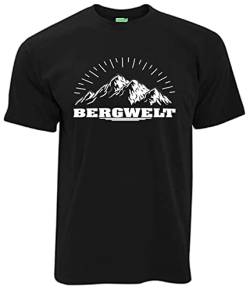 Bergwelt T-Shirt Die Marke für Bergfreunde und Wanderer | Herren, Kurzarm, Brustdruck | Schwarz | Größe 3XL von Bergwelt