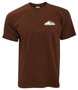 Bergwelt T-Shirt Logo Herrenshirt Kurzarm Rundkragen Kleiner Brustdruck | Braun | Größe XXL von Bergwelt