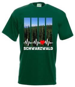 Bergwelt T-Shirt Mein Herzschlag für den Schwarzwald Herrenshirt, Kurzarm, Brustdruck | Grün | Größe L von Bergwelt