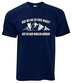 Bergwelt T-Shirt Nur wo du zu Fuß warst, bist du auch wirklich gewesen Herren-Shirt Kurzarm Rundkragen Brustdruck | Navyblau | Größe XXL von Bergwelt