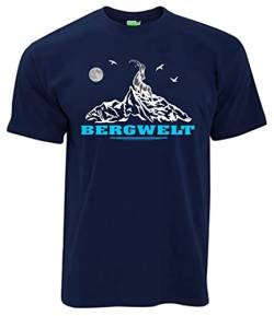 Bergwelt T-Shirt Steinbock auf Bergrücken | Herren, Kurzarm, Brustdruck | Navyblau | Größe L von Bergwelt