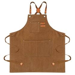 Berkelen Arbeitsschürze für Männer und Frauen Wassertropfenresistent Kochschürze Grillschürze Verlängert Canvas Schürze für Malerei, Schweißen, Handgemacht Backen, Gartenarbeit, Tischlerei von Berkelen