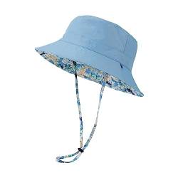 Fischerhüte für Damen Mädchen Bucket Hat Baumwolle Sonnenhut Buckethut Faltbar Reversibel Fischerhut Sommermütze für Camping, Reisen, Wandern, Strand, Urlaub, Reisen 58-60cm Blau von Berkelen