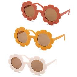 Kinder Sonnenbrillen 3 Stück Süß Runde Sonnenbrille Blumen Geformt Brille für Mädchen Party Geschenk Outdoor Strand Sonnenbrille (Farbe A) von Berkelen