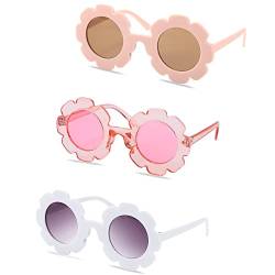 Kinder Sonnenbrillen 3 Stück Süß Runde Sonnenbrille Blumen Geformt Brille für Mädchen Party Geschenk Outdoor Strand Sonnenbrille (Farbe B) von Berkelen