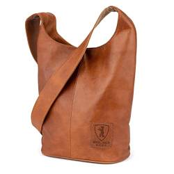 Berliner Bags Vintage Schultertasche Emilia, Beuteltasche Umhängetasche aus Leder, Handtasche für Frauen - Braun von Berliner Bags
