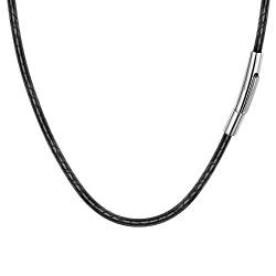 2MM Lederkette Herren ohne Anhänger, Leder Halskette Herren Lederband 51CM Lederkette Damen Lederband Kette Lederkette mit Verschluss Druckknopf, Lederhalsband Herren Geschenke für Männer Muttertag von Berry Only