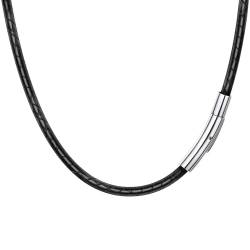 3MM Lederkette Herren ohne Anhänger, Leder Halskette Herren Lederband 41CM Lederkette Damen Lederband Kette Lederkette mit Verschluss Druckknopf, Lederhalsband Herren Geschenke für Männer Muttertag von Berry Only