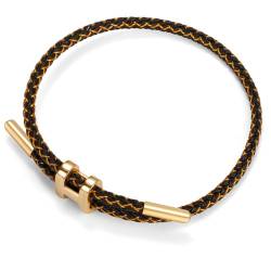 Berry Only H Armband Damen Gold, Oval Armreif Gold Damen Verstellbare Armband Stahldraht Geflochten, Partnerarmbänder Freundschaftsarmband H Schmuck Dupes Schmuck Geschenke für Frauen, Schwarz Gold von Berry Only