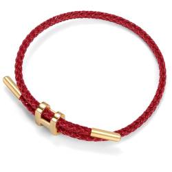 H Armband Damen Gold, Armreif Gold Damen Verstellbare Armband Stahldraht Armband, H Schmuck Dupes Schmuck Partnerarmbänder Freundschaftsarmband Dupe Armband Geschenke für Frauen Muttertag,Rot von Berry Only