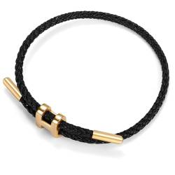 H Armband Damen Gold, Armreif Gold Damen Verstellbare Armband Stahldraht Armband, H Schmuck Dupes Schmuck Partnerarmbänder Freundschaftsarmband Dupe Armband Geschenke für Frauen Muttertag,Schwarz von Berry Only