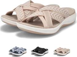 Berrynight Bequeme orthopädische Wander-Sandalen für Damen, Plantarfasziitis, Dämpfung mit Fußgewölbeunterstützung, breite Breite, beige, 39.5 EU von Berrynight