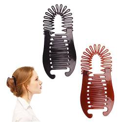 Bananen-Haarspangen-Set, 2pcs Clyc Com Com Com Comb Banane Haarkämme Flexible ineinandergreifende Bananenclip Plastik Retro Plastikfischschwanz Kamm Grips für Frauen Mädchen Schwarzbraun von Berrywho