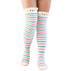 Berun 2 Paar Damen Kniestrümpfe Fuzzy, Flauschige lange Socken Winter Fluffy Fleece, Overknee Strümpfe Warme für Mädchen Frauen, Einheitsgröße, WZ-0089 von Berun