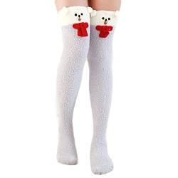 Berun 2 Paar Damen Kniestrümpfe Fuzzy, Flauschige lange Socken Winter Fluffy Fleece, Overknee Strümpfe Warme für Mädchen Frauen, WZ-0089, Einheitsgröße von Berun