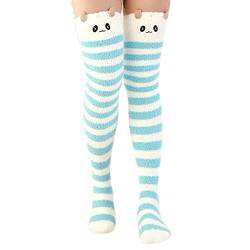 Berun 2 Paar Damen Kniestrümpfe Fuzzy, Flauschige lange Socken Winter Fluffy Fleece, Overknee Strümpfe Warme für Mädchen Frauen, WZ-0089, Einheitsgröße von Berun