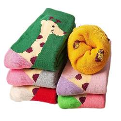 Berun Kindersocken Mädchen Jungen Socken Baumwolle Kleinkind Winter Socken Warme Dick Thermosocken Haussocken Bodensocken für Kinder, 5 Paare von Berun