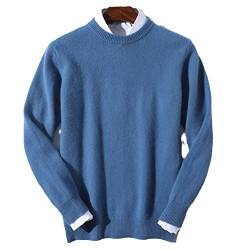 100 % Kaschmir-Pullover für Herren, alltäglich, warm, All-Match-Strickpullover, Jersey, blau, Klein von Bervoco