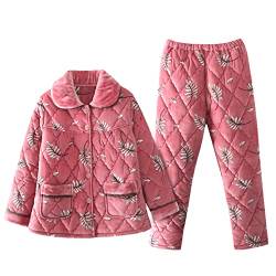 Damen-Schlafanzug, Korallen-Samt, gesteppt, dreilagig, dick, warm, Winterjacke, Steppjacke, Lx-86313, XL von Bervoco