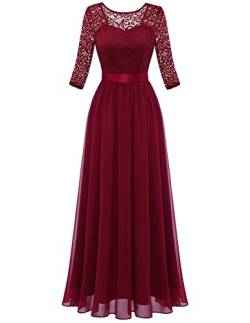 Berylove Abendkleid Damen Lang Elegante Kleider Damen Lang Kleid Hochzeitsgast Langes Kleid Damen Elegant Festlich BLP7049 DarkRed XS von Berylove