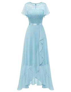 Berylove Abendkleid Damen Lang Kleid Elegant Abschlusskleid Hochzeitsgast Kleid Jugendweihe Kleider A Linien Kleid Sommerkleider BLP7051 Light Blue L von Berylove