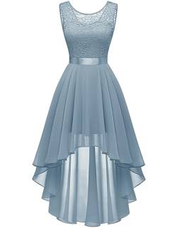 Berylove Abendkleider Elegant Hochzeit Brautjungfernkleider Frauen Vokuhila Kleider Hinten Lang Vorne Kurz BLP7035NC Grey Blue L von Berylove