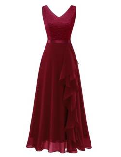 Berylove Abendkleider Elegant Pretty Woman Kostüm Rotes Kleid Damen Brautkleid Standesamt Dresses for Women Elegant Damen Kleider Elegant Festlich BLP7082 DarkRed XL von Berylove