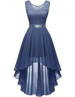 Berylove Abendkleider Elegant für Hochzeit Brautjungfernkleider Damen Kleid Hinten Lang Vorne Kurz Blau BLP7035NC Grayish Purple S von Berylove
