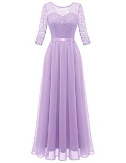 Berylove Abendkleider mit Ärmel Bodenlanges Kleid Damen Festlich Hochzeit Kleid Damen Elegantes Kleid Damen Festlich Lang BLP7049 Lavender L von Berylove